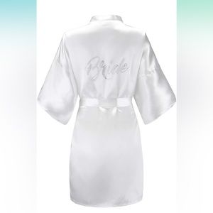 Bridal Satin Kimono/Robe with Rhinestones